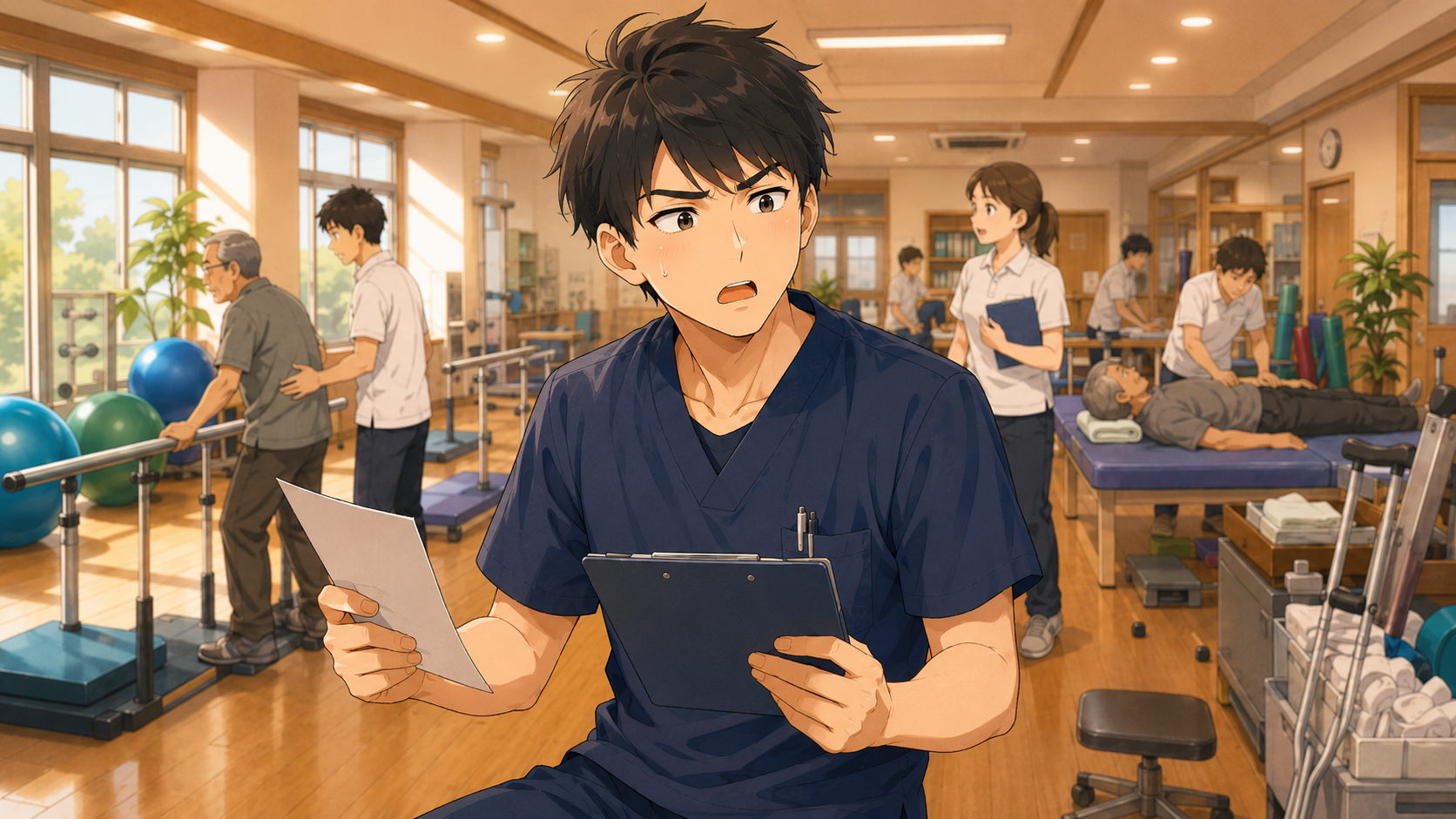 戸惑うリハスタッフ
